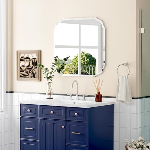 24" x 24" Silver Wall Mirror Beveled Edge Frameless Mirrors - Image 4
