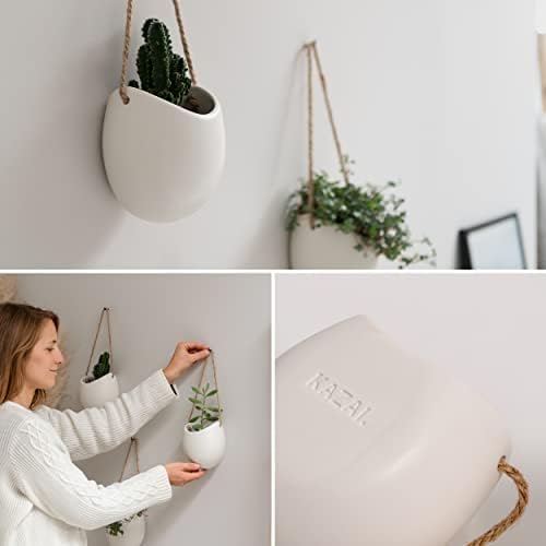 Kazai. Wall Planters -Ellie- | Hanging Ceramic Plant Pots 3 Pieces | Wall - Image 3