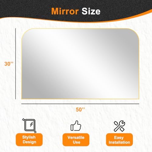 Delma 30"x50" Gold Metal Framed Bathroom Mirror - Image 3