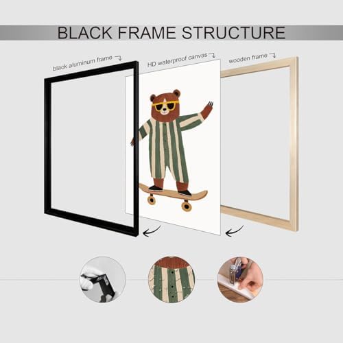 Cool Skateboarding Bear Wall Art Funny Cute Animal Canvas Poster 24x36 inch - Image 3