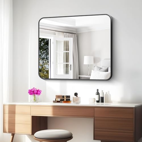 BONEWEI 30x36 inch Bathroom Mirror, Wall Mounted Bathroom Frame Vanity Mirror - Image 6