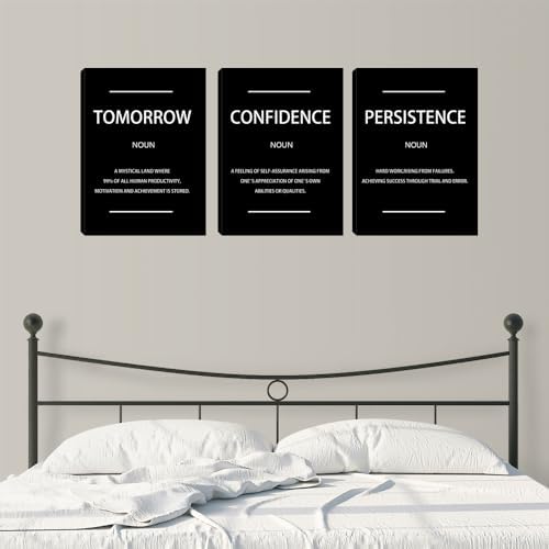 Motivational Black Wall Art Persistence Confidence Tomorrow Noun Inspirational - Image 5