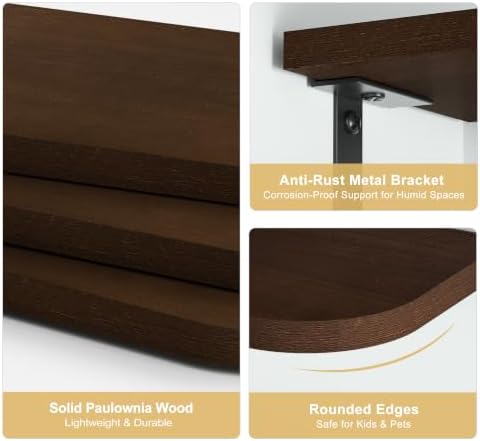 Love-KANKEI Corner Wall Shelf 3 Tier, Solid Wood - Image 4