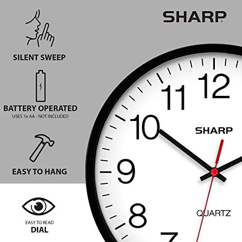 Sharp Wall Clock Silent Non Ticking 10 Inch Quality Quartz Battery Operated - Image 5