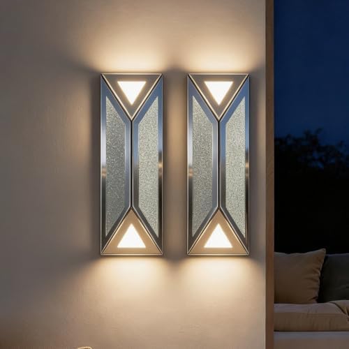 2‑Pack Glam Mirrored LED Wall Sconces, Hardwired Wall Lights by blingworld