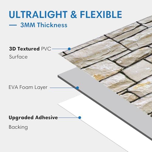 COMSTICKC 3D Peel and Stick Faux Stone Wall Panels - Image 4