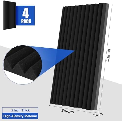 4 PCS Acoustic Panels, High Density Fireproof Noise Cancelling Studio Foam Panel - Image 2