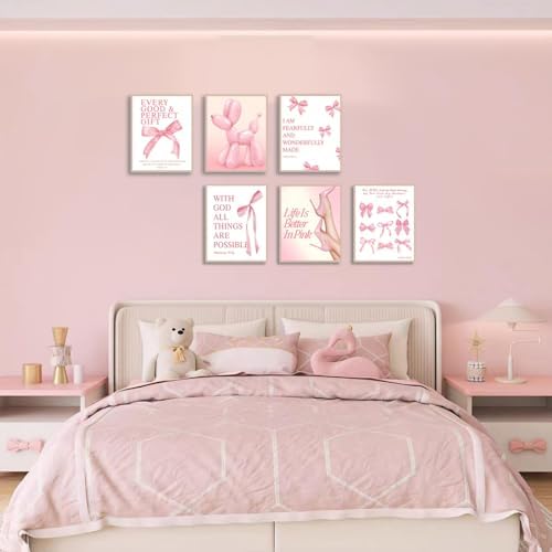 Coquette Pink Bow Christian Wall Art Canvas Poster Inspirational Bible Verse - Image 5