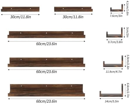 Giftgarden 24 Inch Wall Mounted Floating Shelves Set of 5, Rustic Wood Wall - Image 3