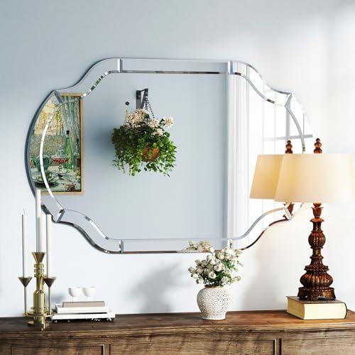 47" x 32" Large Wall Mirrors for Living Room, Modern Elegant Decorative Mirror by AutdotWallMirrors