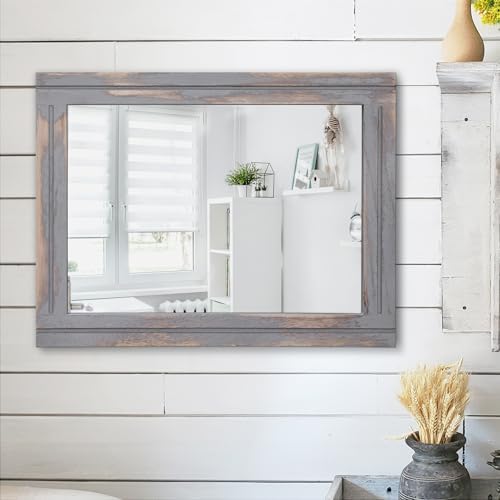 AAZZKANG Wood Framed Mirror Rectangular Rustic Wall Mirrors Decorative Large - Image 4