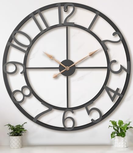 Pytha Sight 36 Inch Black Metal Arabic Numeral Extra Large Giant Wall Clock by Pytha+Sight