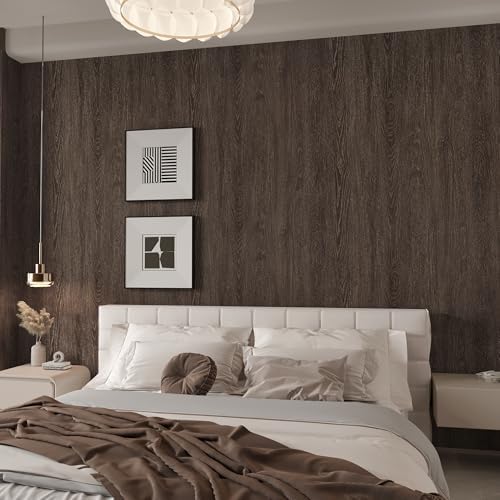 48x1920inch Full-width Extra Wide Wood Grain Wallpaper Peel and Stick Dark - Image 2