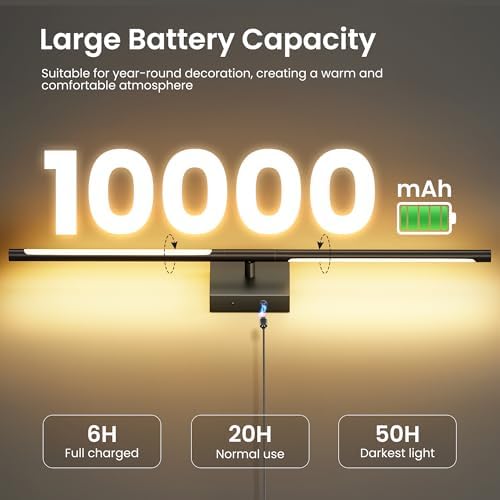 10000mAh Rechargeable Wall Lights, 29 Inch, 2 Pack - Image 2