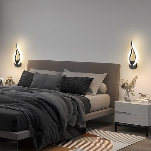 Modern LED Wall Lamps for Bedrooms Set of 2 Black Plug in Wall Light Fixtures - Image 3