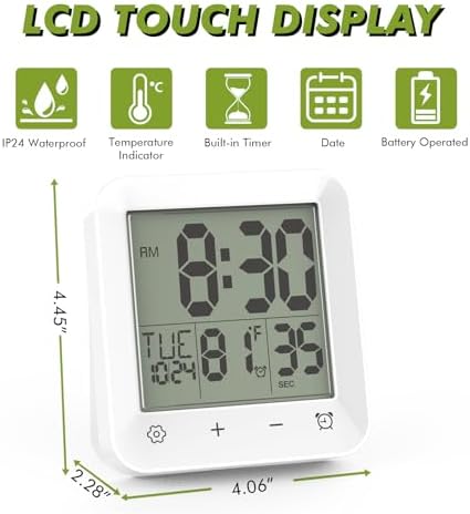 Digital Shower Clock Waterproof, Bathroom Wall Clock Timer - Image 3