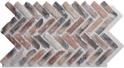 EverStone Herringbone Faux Brick Panel, 46 1/2"W x 25 1/4"H x 1"D, Farmhouse by EkenaMillwork