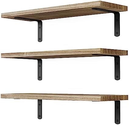 DOLLFIO Floating Wall Shelves, Decor & Storage, Rustic Brown by DOLLFIO