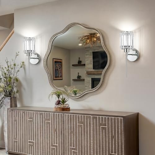 2-Pack Crystal Battery Operated Wall Sconces, Chrome Rechargeable Wireless Wall - Image 6