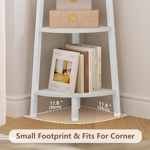 Hoctieon Corner Shelf, 6-Tier Corner Bookshelf, Rustic Ladder Shelf, Industrial - Image 4