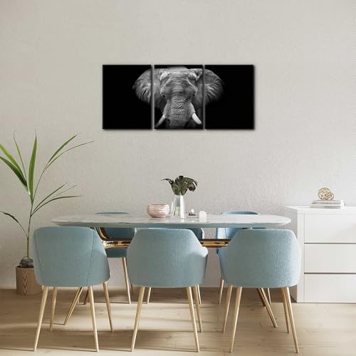 Pacimo 3 Pieces Wall Art for Living Room Elephant Canvas Wall Decor for Bedroom - Image 3