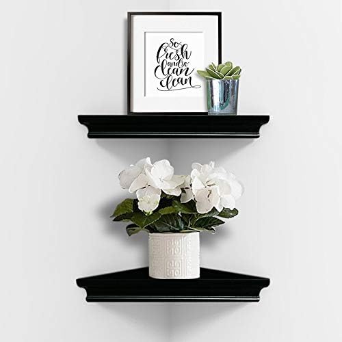AHDECOR Black Floating Corner Shelves, Elegant Wall-Mounted Corner Shelf by AHDECOR