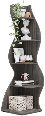 Tribesigns Corner Shelf, Modern 5-Tier Wall Corner Bookshelf, Stylish Corner by Tribesigns