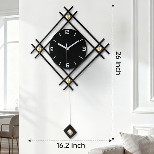 SIN&MI Modern Wall Clock with Stylish Pendulum, Minimalist Metal Wall Decor - Image 4