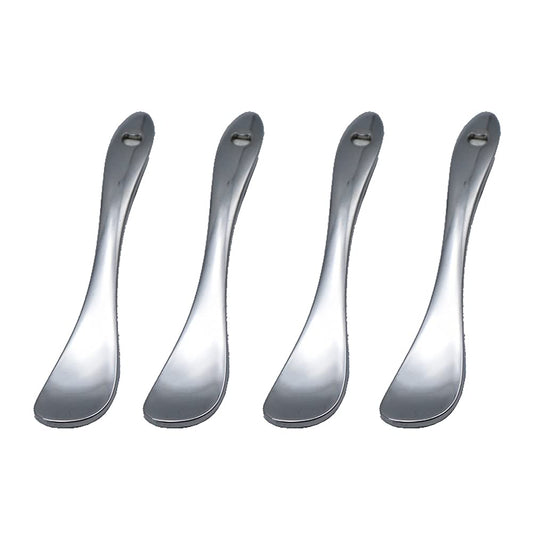 4 Pieces Zinc Alloy Makeup Spatula Eye Cream Spoon Beauty Scoop Mini Spoon Makeup Beauty Spoons Mini Cosmetic Skincare Spatula for Cream Lotions, Spoon Shaped, Silver-Color