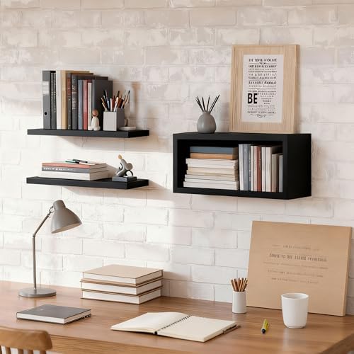 Ypvxe15.7in Floating Shelves Set of 3, Anti-Sag Bracket, Wall Storage Shelves - Image 4