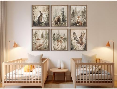 Woodland Animal Wall Art Nursery Canvas Wall Decor Forest Animal Poster Kids - Image 6