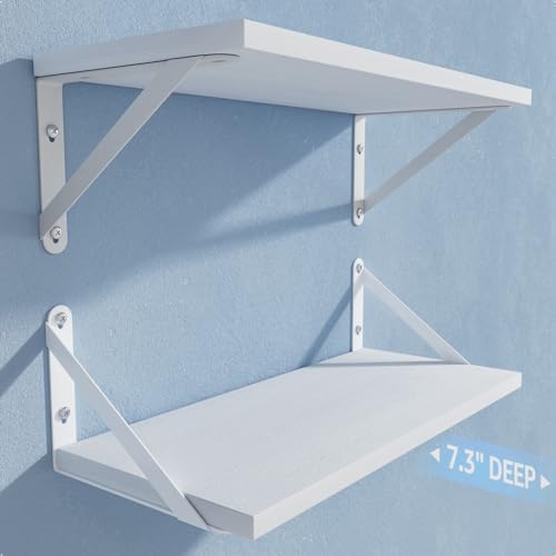 COCOYA Wall Shelves 7.3" Deep Solid Paulownia Wood by COCOYA