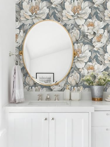 Safiyya Peel and Stick Wallpaper Grey and White Floral Contact Paper Peel and - Image 2