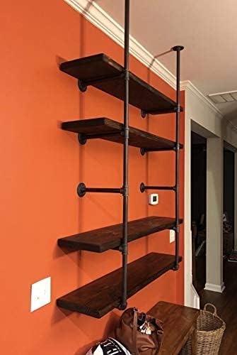 Industrial Retro Wall Mount iron Pipe Shelf, DIY Open Bookshelf, Hung Bracket - Image 7