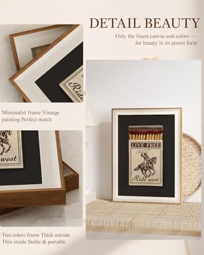 VIYYIEA Vintage Framed Matchbox Cowboy Horse Canvas Wall Art, 16×12 Inch - Image 3
