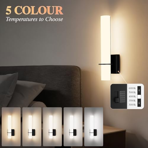 Hardwired Black Wall Sconces Set of 2, Modern Bathroom Sconce - Image 2