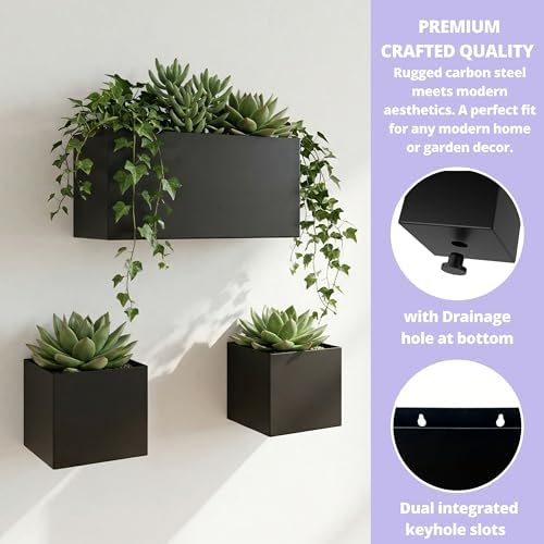 LaLaGreen Wall Planters Rectangular Wall Mounted Hanging Flower Boxes - Image 7