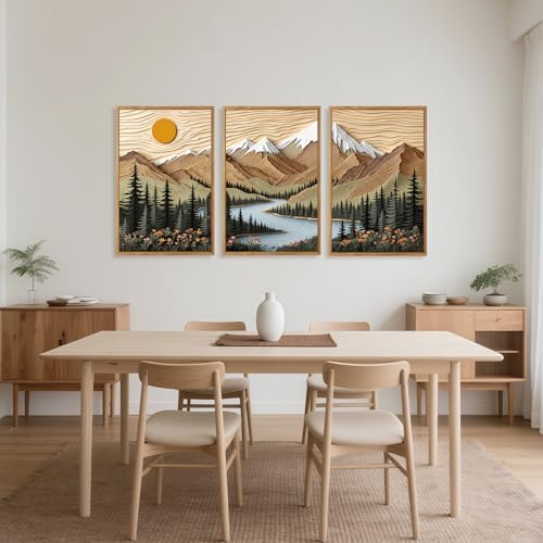CHDITB Mountain Landscape Framed Canvas Wall Art Set, Forest Nature Wall Decor - Image 2