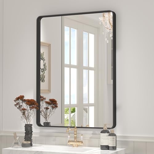26x36 Inch Black Metal Framed Bathroom Mirror by CHARMOR