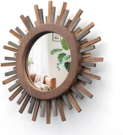 12 Inch Boho Sunburst Mirror, Decorative Rustic Farmhouse Wall Decor by Makelifemorewonderful