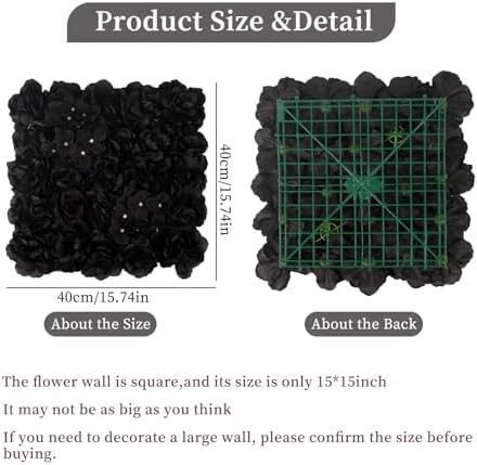 3D Flower Wall Backdrop 12 Pcs 15×15 Inch Black Dahlia - Image 2