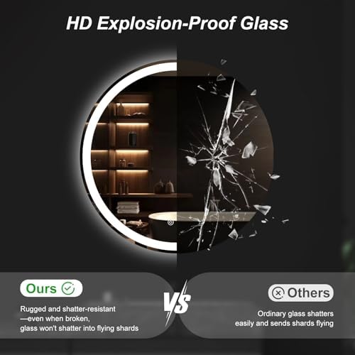 30 Inch LED Bathroom Mirror, Round Wall Mount Vanity Mirror - Image 6