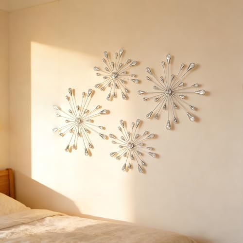 ZEXUIRU 4 Set Silver Starburst Wall Art - Image 5