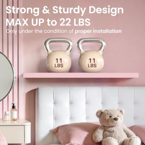BAYKA Pink Floating Shelves 22.5in, Wall Mounted - Image 5