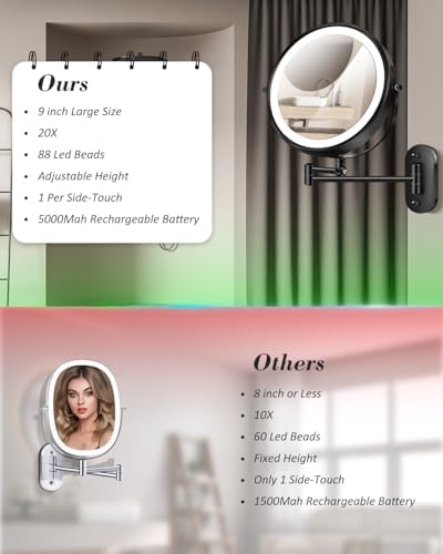 20X 9" Wall Mounted Magnifying Makeup Mirror - Image 5