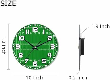American Football Field wall Clock 10 inch Round Silent Non Ticking Wood Wall - Image 2