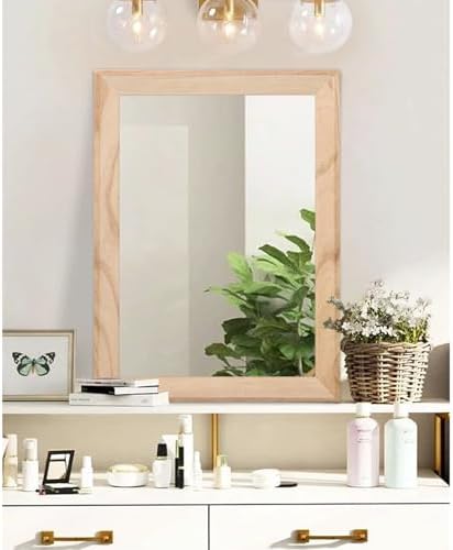 AAZZKANG Rustic Mirrors for Wall Rectangle Wood Frame Mirror Large 26"x18" - Image 4