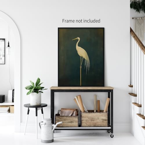 enttgo Vintage Bird Prints Japanese Crane Canvas Wall Art Retro Asian Bird - Image 6