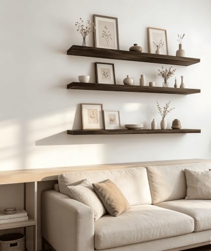 Brown Wood Floating Shelves for Wall Shelf 36 Inch Set of 4 - Image 6