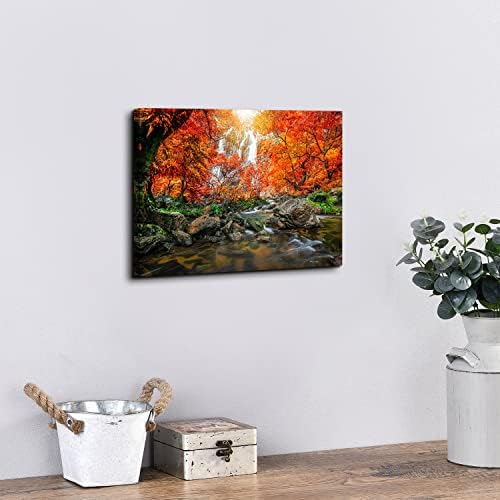 Sunset Waterfall Wall Art Burnt Orange Wall Decor Nature Tropical Forest - Image 3